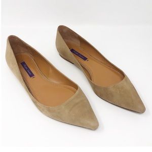 Ralph Lauren Purple Label Tan Suede Leather Flats